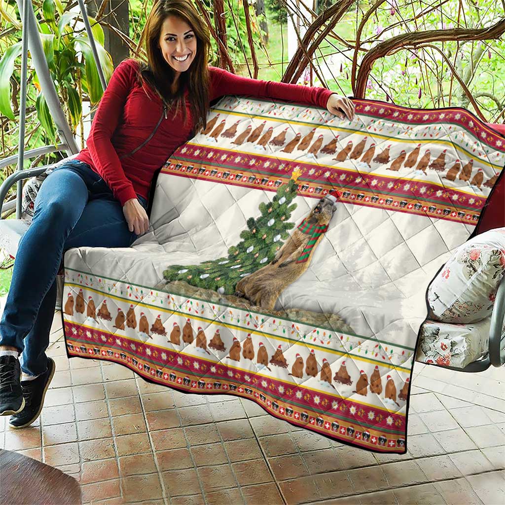 Merry Swissmas Marmot Santa Quilt Switzerland Christmas Pattern - Wonder Print Shop