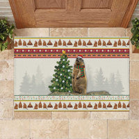 Merry Swissmas Marmot Santa Rubber Doormat Switzerland Christmas Pattern - Wonder Print Shop