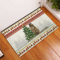 Merry Swissmas Marmot Santa Rubber Doormat Switzerland Christmas Pattern - Wonder Print Shop