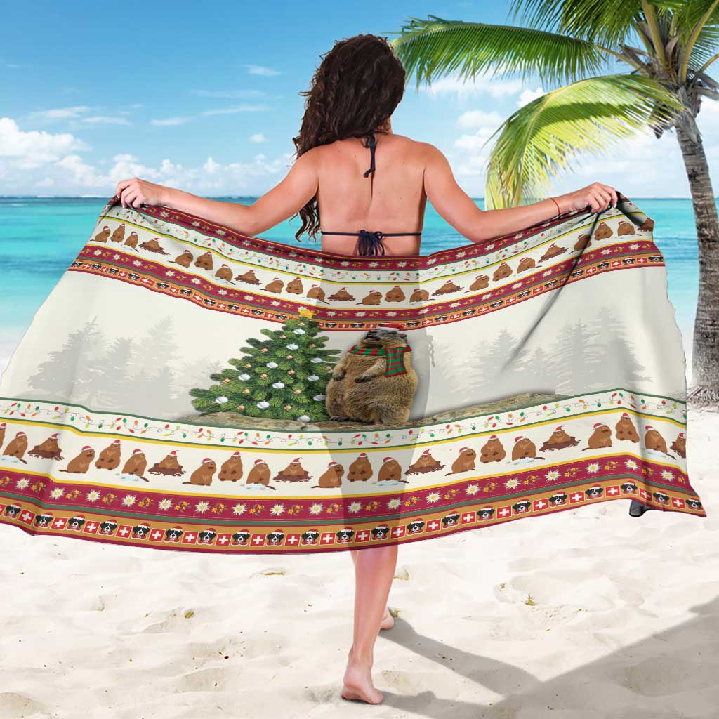 Merry Swissmas Marmot Santa Sarong Switzerland Christmas Pattern - Wonder Print Shop