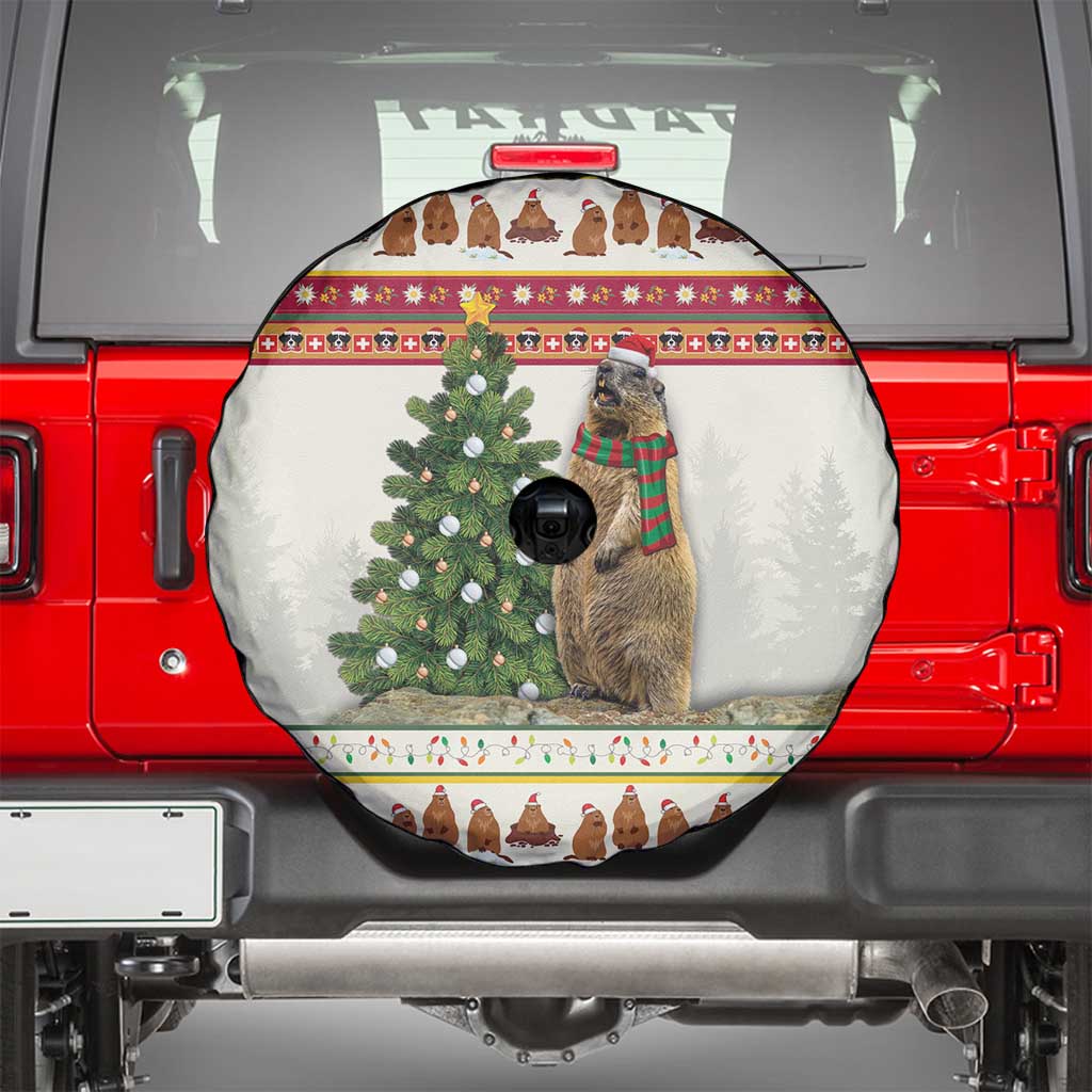 Merry Swissmas Marmot Santa Spare Tire Cover Switzerland Christmas Pattern - Wonder Print Shop