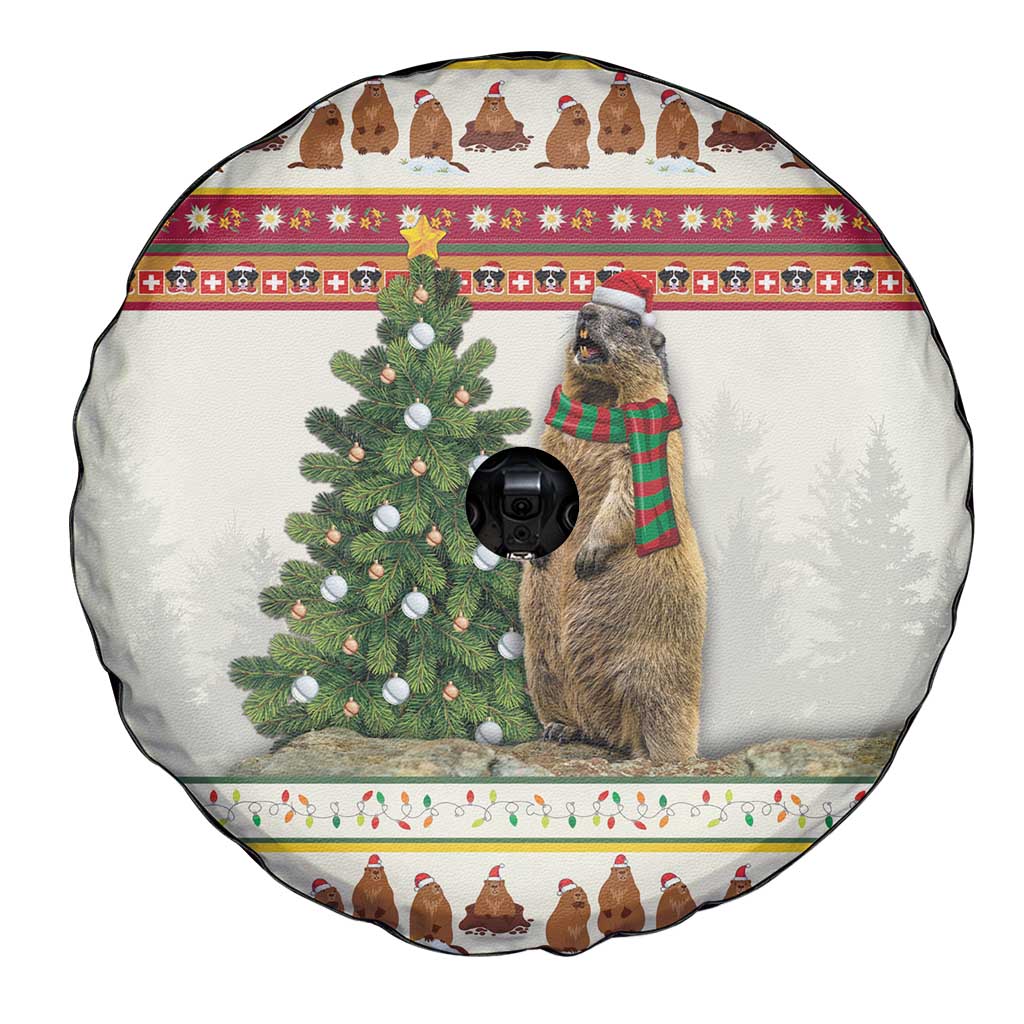 Merry Swissmas Marmot Santa Spare Tire Cover Switzerland Christmas Pattern - Wonder Print Shop