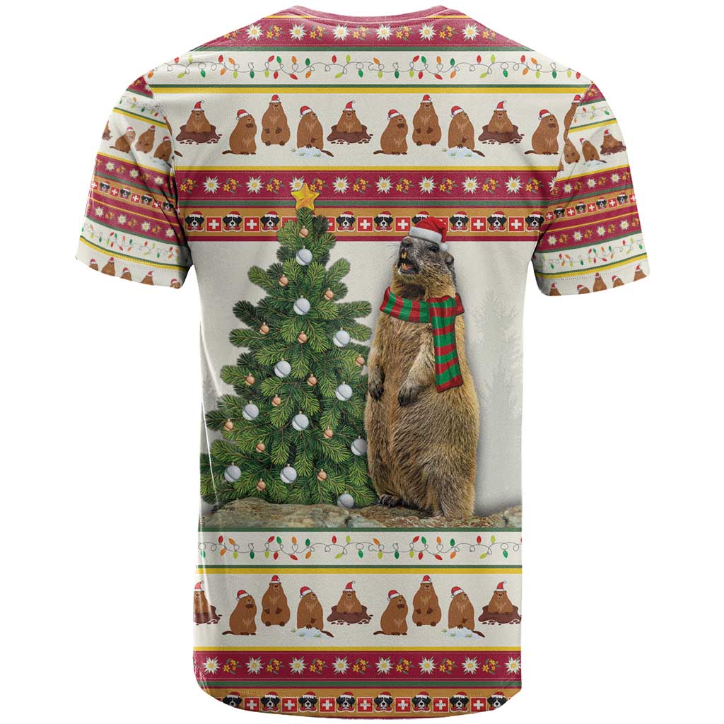 Merry Swissmas Marmot Santa T Shirt Switzerland Christmas Pattern - Wonder Print Shop