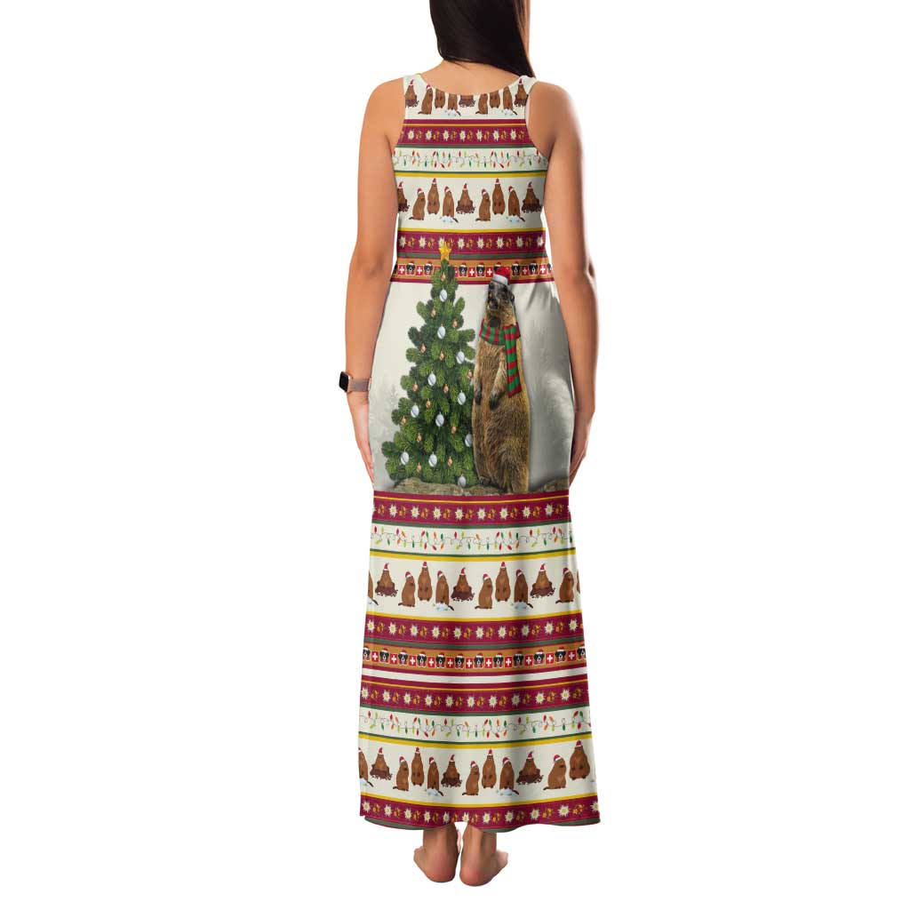 Merry Swissmas Marmot Santa Tank Maxi Dress Switzerland Christmas Pattern - Wonder Print Shop