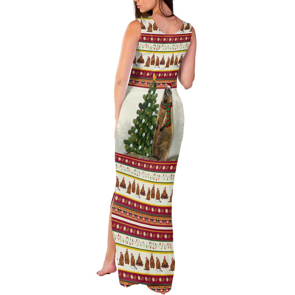 Merry Swissmas Marmot Santa Tank Maxi Dress Switzerland Christmas Pattern - Wonder Print Shop