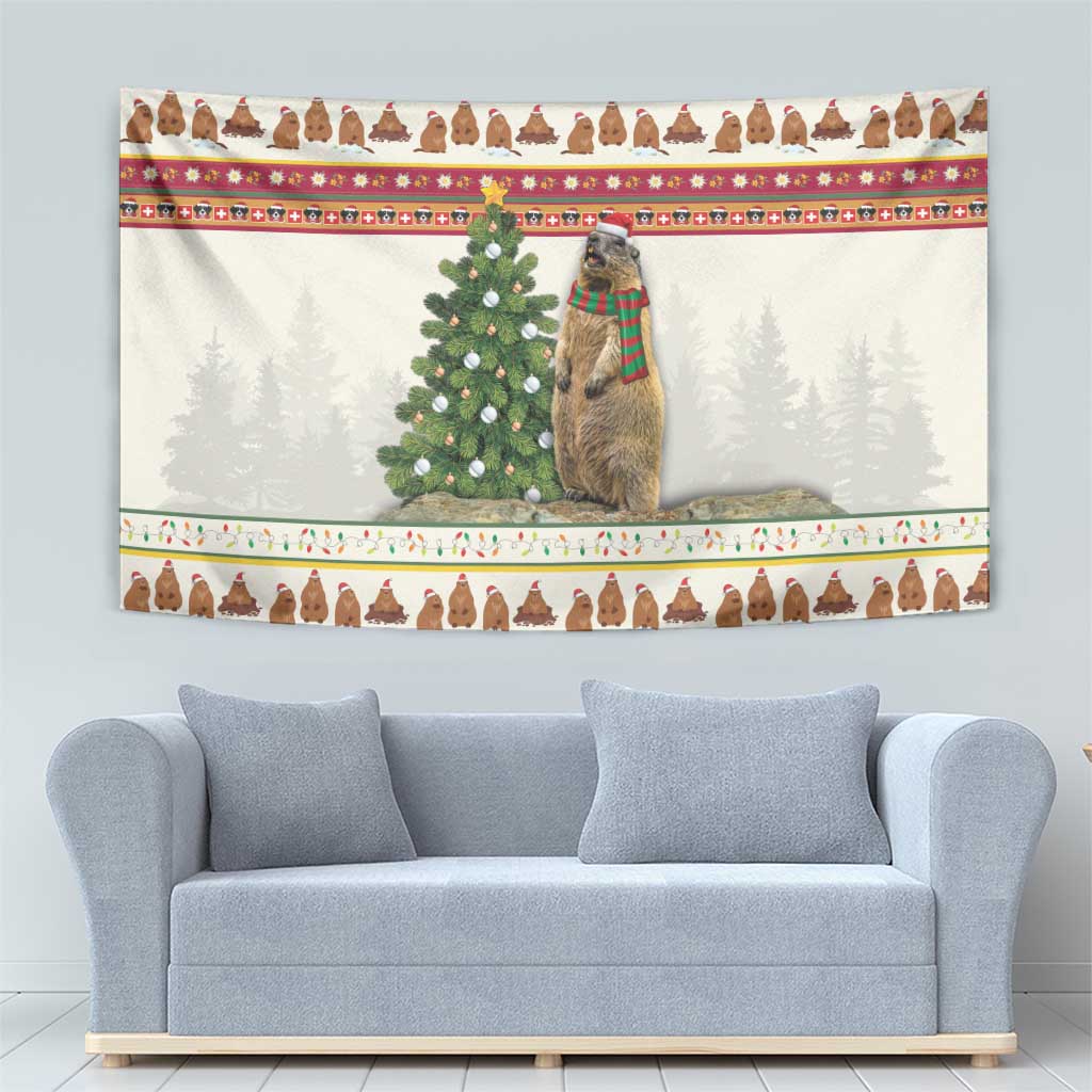 Merry Swissmas Marmot Santa Tapestry Switzerland Christmas Pattern - Wonder Print Shop