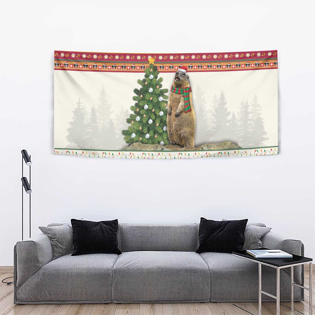 Merry Swissmas Marmot Santa Tapestry Switzerland Christmas Pattern - Wonder Print Shop