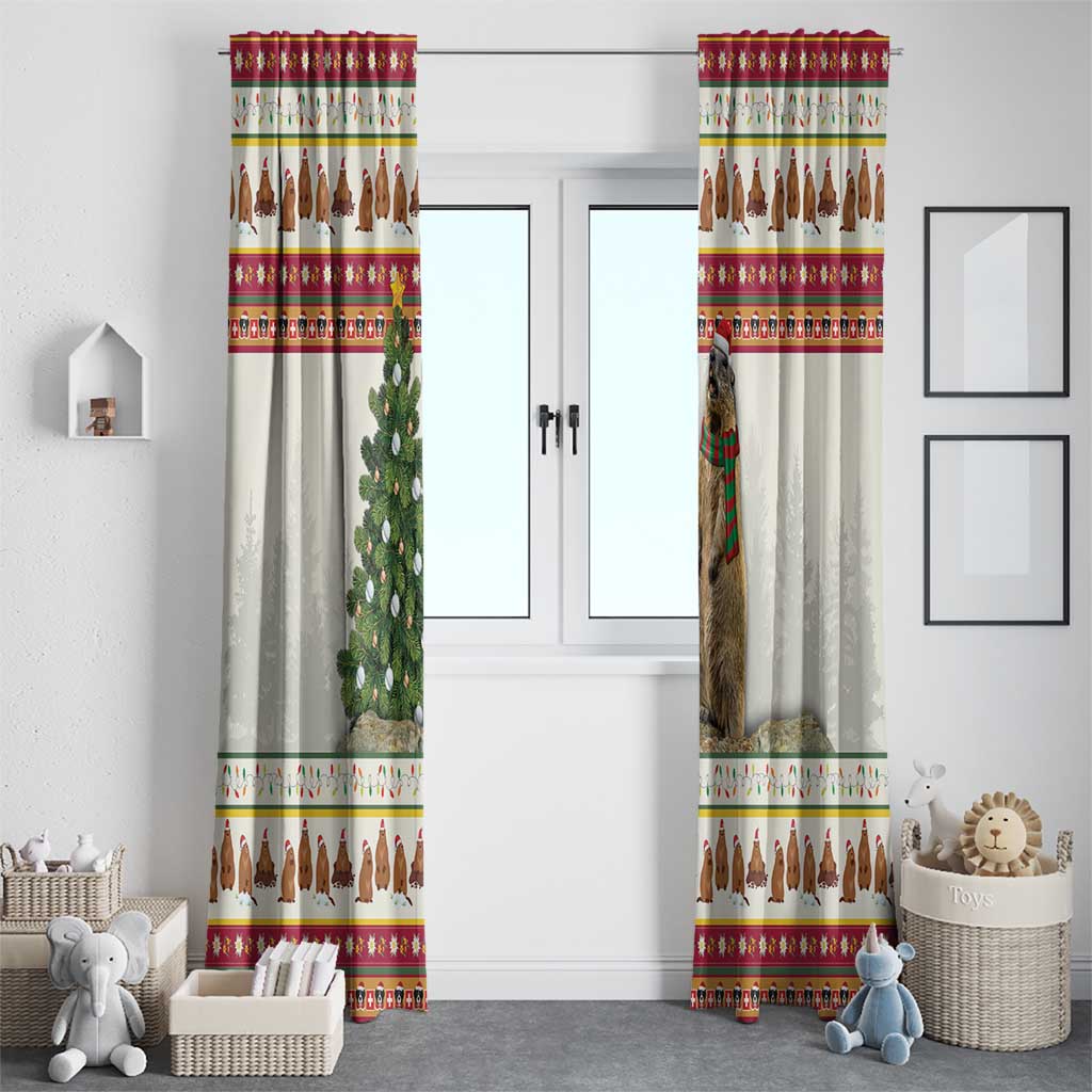 Merry Swissmas Marmot Santa Window Curtain Switzerland Christmas Pattern - Wonder Print Shop