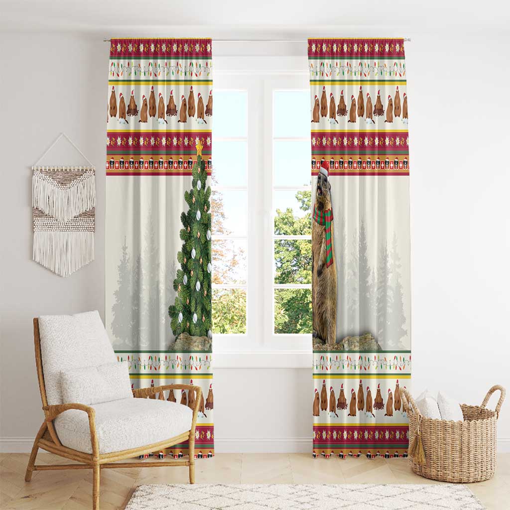 Merry Swissmas Marmot Santa Window Curtain Switzerland Christmas Pattern - Wonder Print Shop