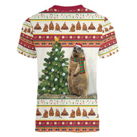 Merry Swissmas Marmot Santa Women V-Neck T-Shirt Switzerland Christmas Pattern - Wonder Print Shop