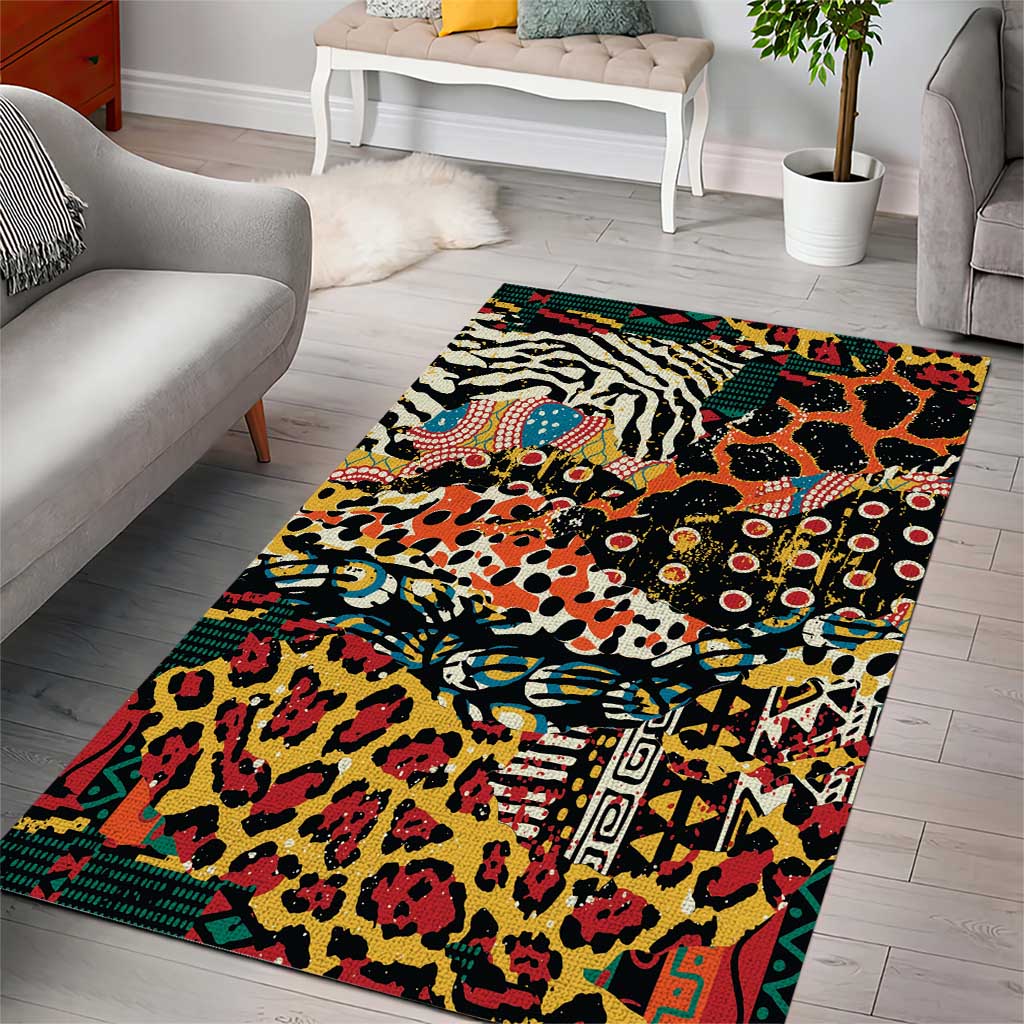 African Mixed Wild Animal Skins Area Rug LT9 - Wonder Print Shop