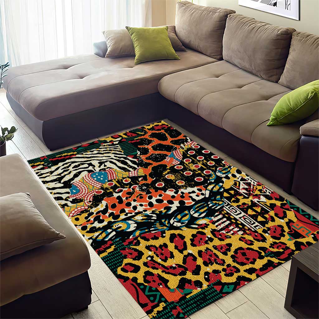 African Mixed Wild Animal Skins Area Rug LT9 - Wonder Print Shop