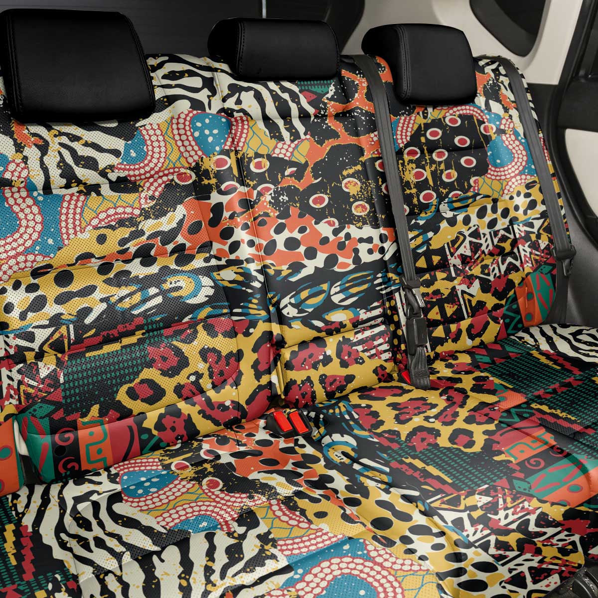 African Mixed Wild Animal Skins Back Car Seat Cover LT9 - Wonder Print Shop