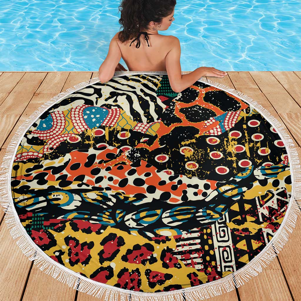 African Mixed Wild Animal Skins Beach Blanket LT9 - Wonder Print Shop