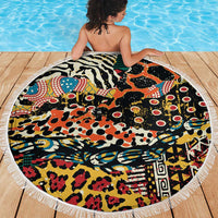 African Mixed Wild Animal Skins Beach Blanket LT9 - Wonder Print Shop