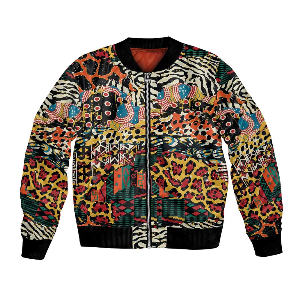 African Mixed Wild Animal Skins Bomber Jacket LT9 - Wonder Print Shop