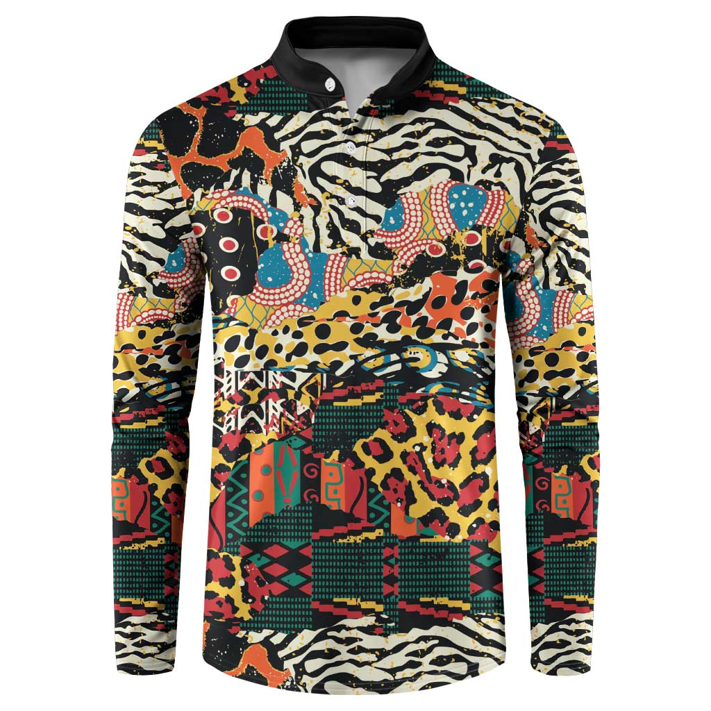 African Mixed Wild Animal Skins Button Sweatshirt LT9 - Wonder Print Shop
