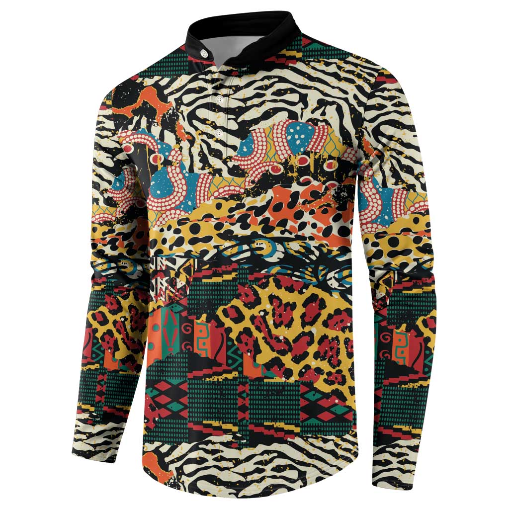 African Mixed Wild Animal Skins Button Sweatshirt LT9 - Wonder Print Shop