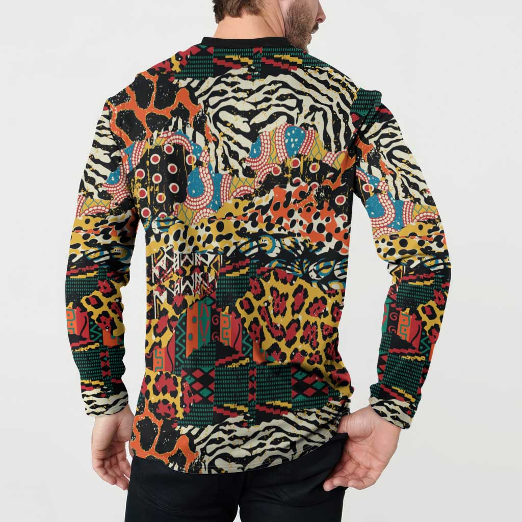 African Mixed Wild Animal Skins Button Sweatshirt LT9 - Wonder Print Shop
