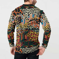 African Mixed Wild Animal Skins Button Sweatshirt LT9 - Wonder Print Shop
