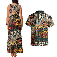 African Mixed Wild Animal Skins Couples Matching Tank Maxi Dress and Hawaiian Shirt LT9 - Wonder Print Shop