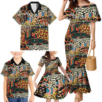 African Mixed Wild Animal Skins Family Matching Mermaid Dress and Hawaiian Shirt LT9 - Wonder Print Shop