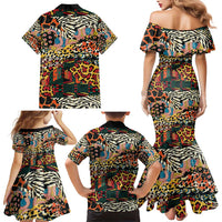 African Mixed Wild Animal Skins Family Matching Mermaid Dress and Hawaiian Shirt LT9 - Wonder Print Shop