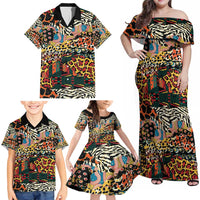 African Mixed Wild Animal Skins Family Matching Off Shoulder Maxi Dress and Hawaiian Shirt LT9 - Wonder Print Shop