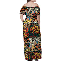 African Mixed Wild Animal Skins Family Matching Off Shoulder Maxi Dress and Hawaiian Shirt LT9 - Wonder Print Shop