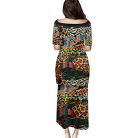 African Mixed Wild Animal Skins Family Matching Puletasi and Hawaiian Shirt - Wonder Print Shop