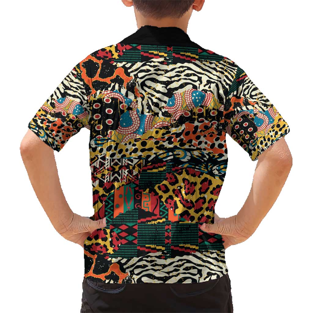 African Mixed Wild Animal Skins Family Matching Short Sleeve Bodycon Dress and Hawaiian Shirt - Wonder Print Shop
