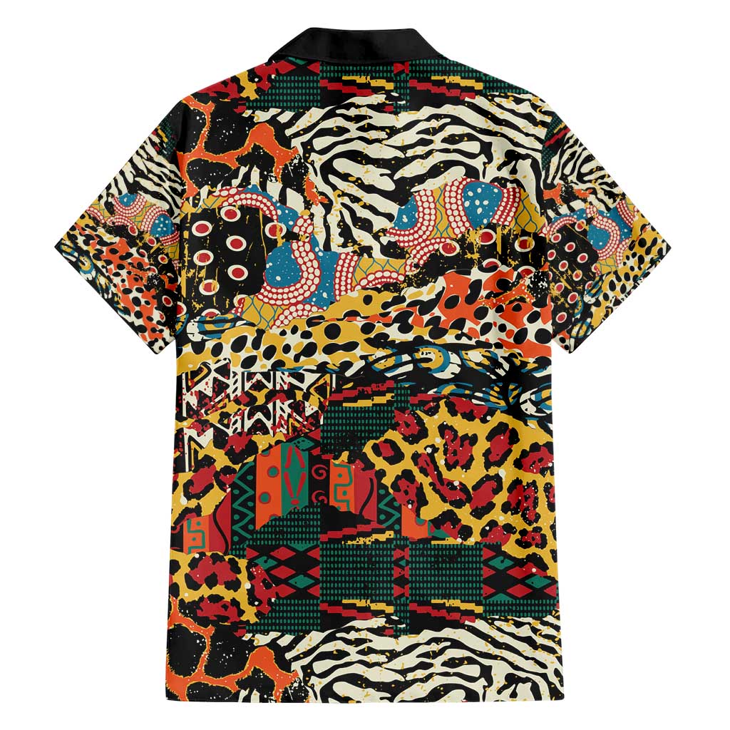African Mixed Wild Animal Skins Family Matching Short Sleeve Bodycon Dress and Hawaiian Shirt - Wonder Print Shop