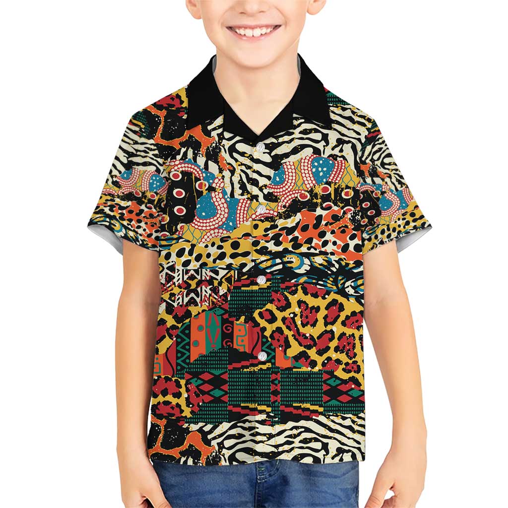 African Mixed Wild Animal Skins Family Matching Short Sleeve Bodycon Dress and Hawaiian Shirt - Wonder Print Shop