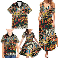 African Mixed Wild Animal Skins Family Matching Summer Maxi Dress and Hawaiian Shirt - Wonder Print Shop
