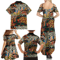 African Mixed Wild Animal Skins Family Matching Summer Maxi Dress and Hawaiian Shirt - Wonder Print Shop