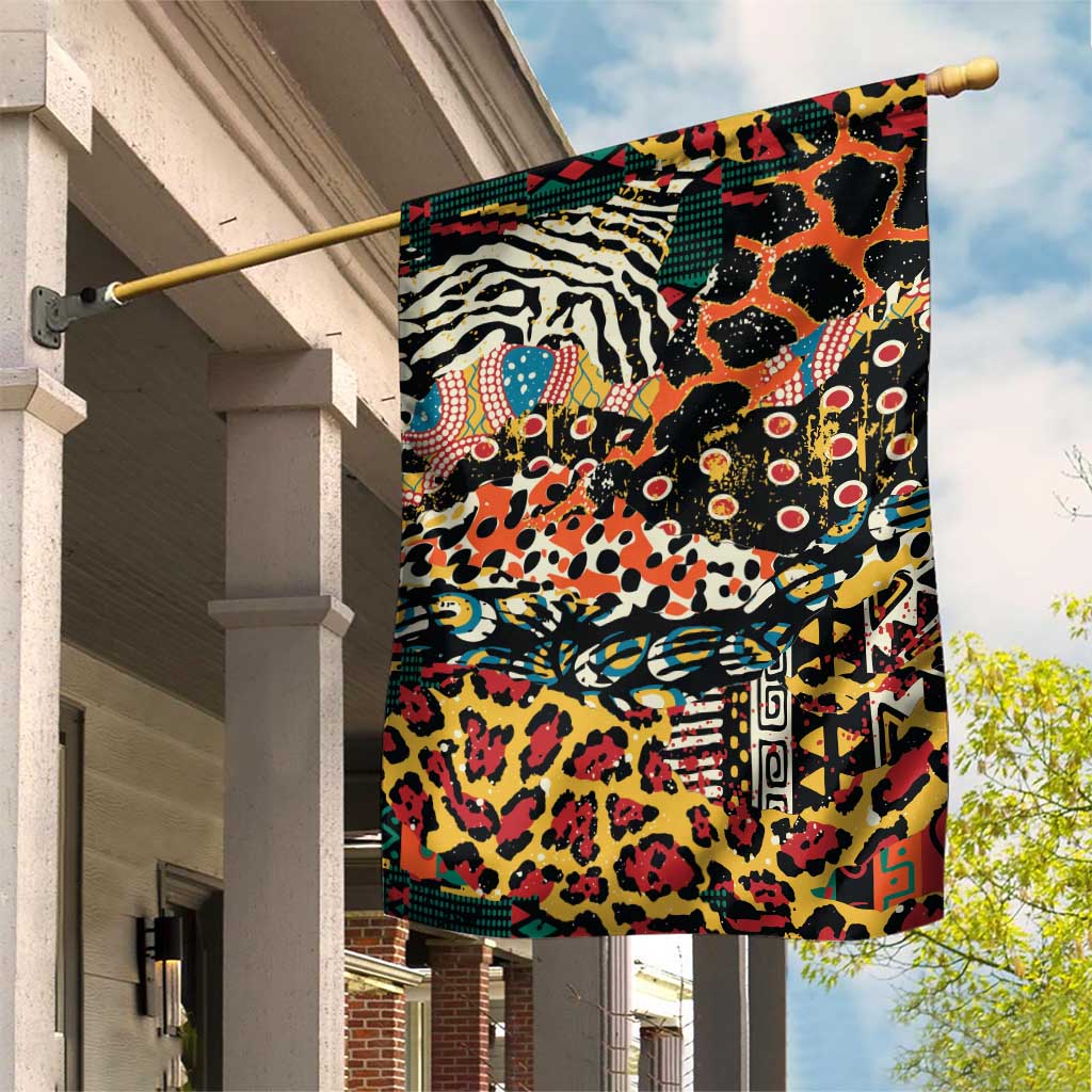 African Mixed Wild Animal Skins Garden Flag - Wonder Print Shop