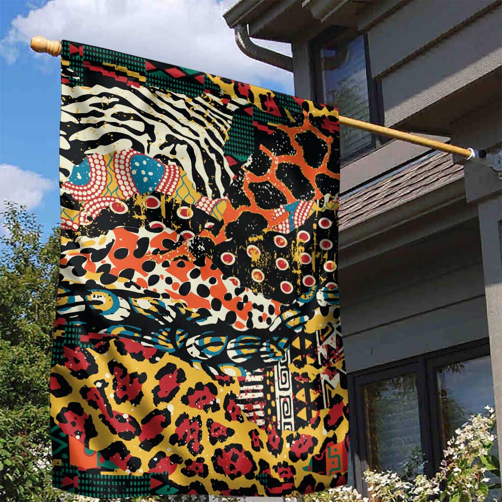 African Mixed Wild Animal Skins Garden Flag - Wonder Print Shop