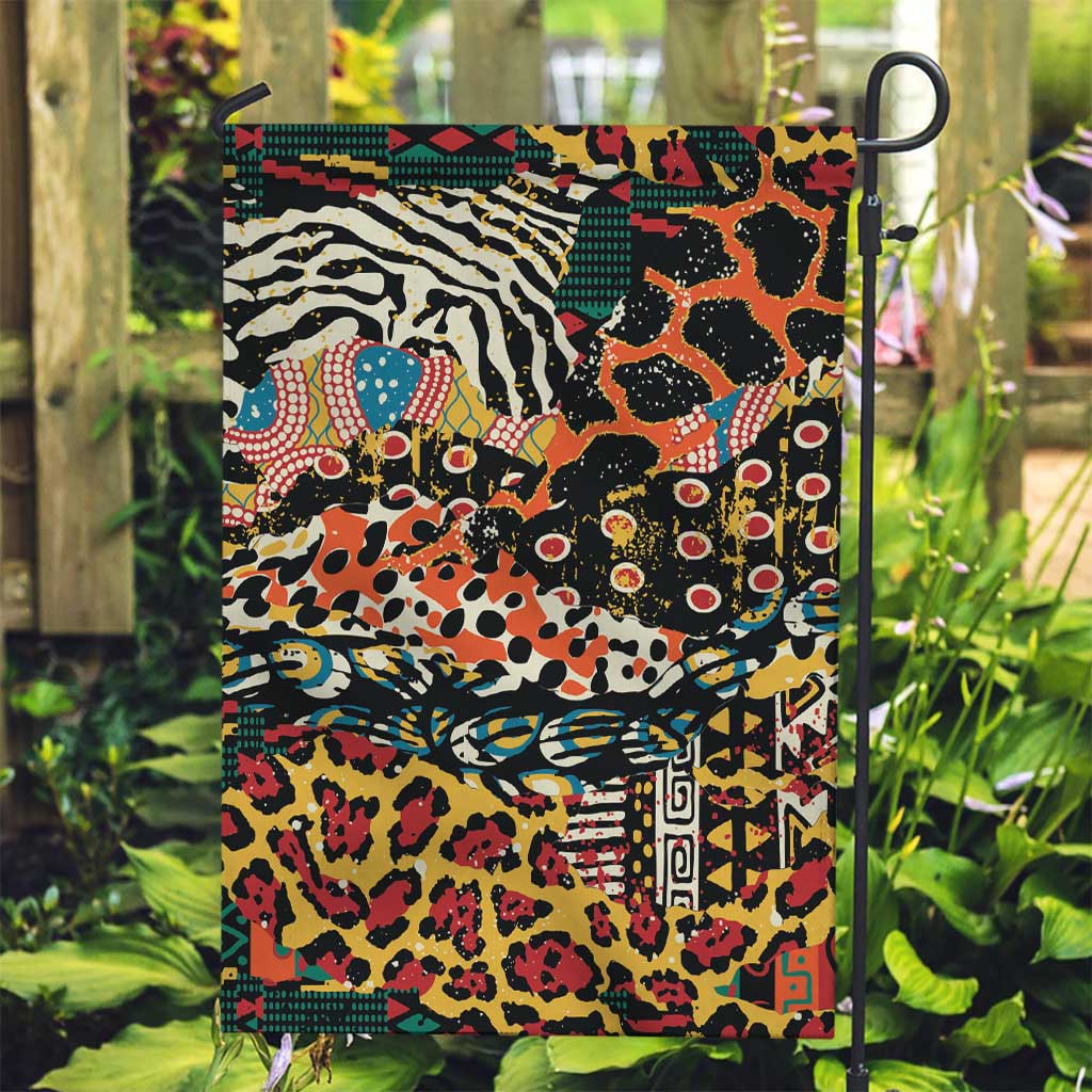 African Mixed Wild Animal Skins Garden Flag - Wonder Print Shop