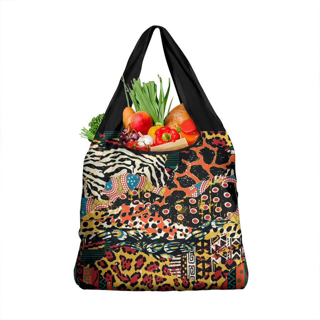African Mixed Wild Animal Skins Grocery Bag