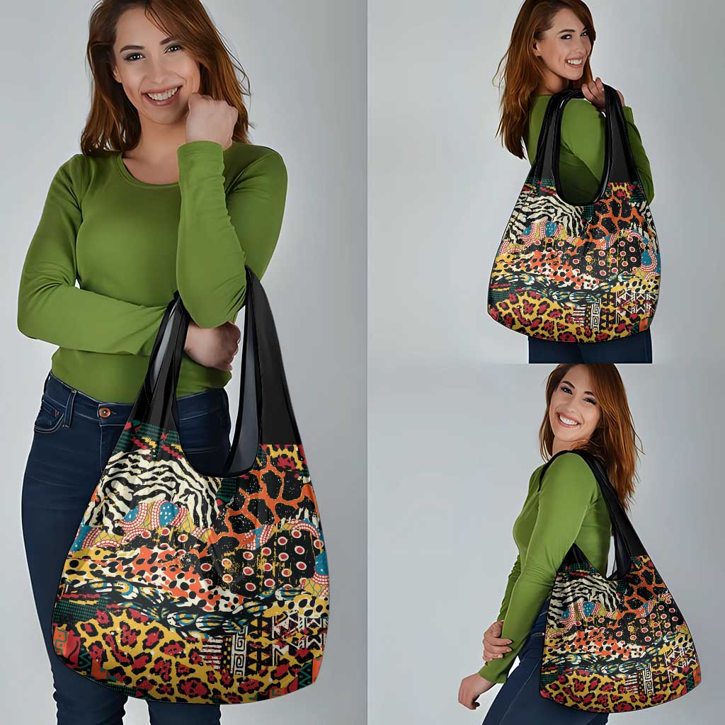 African Mixed Wild Animal Skins Grocery Bag