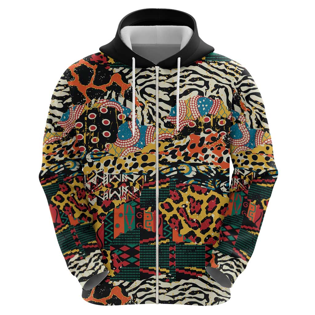 African Mixed Wild Animal Skins Hoodie - Wonder Print Shop