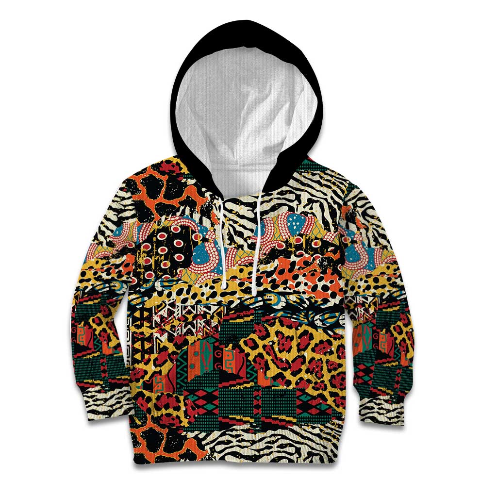 African Mixed Wild Animal Skins Kid Hoodie - Wonder Print Shop