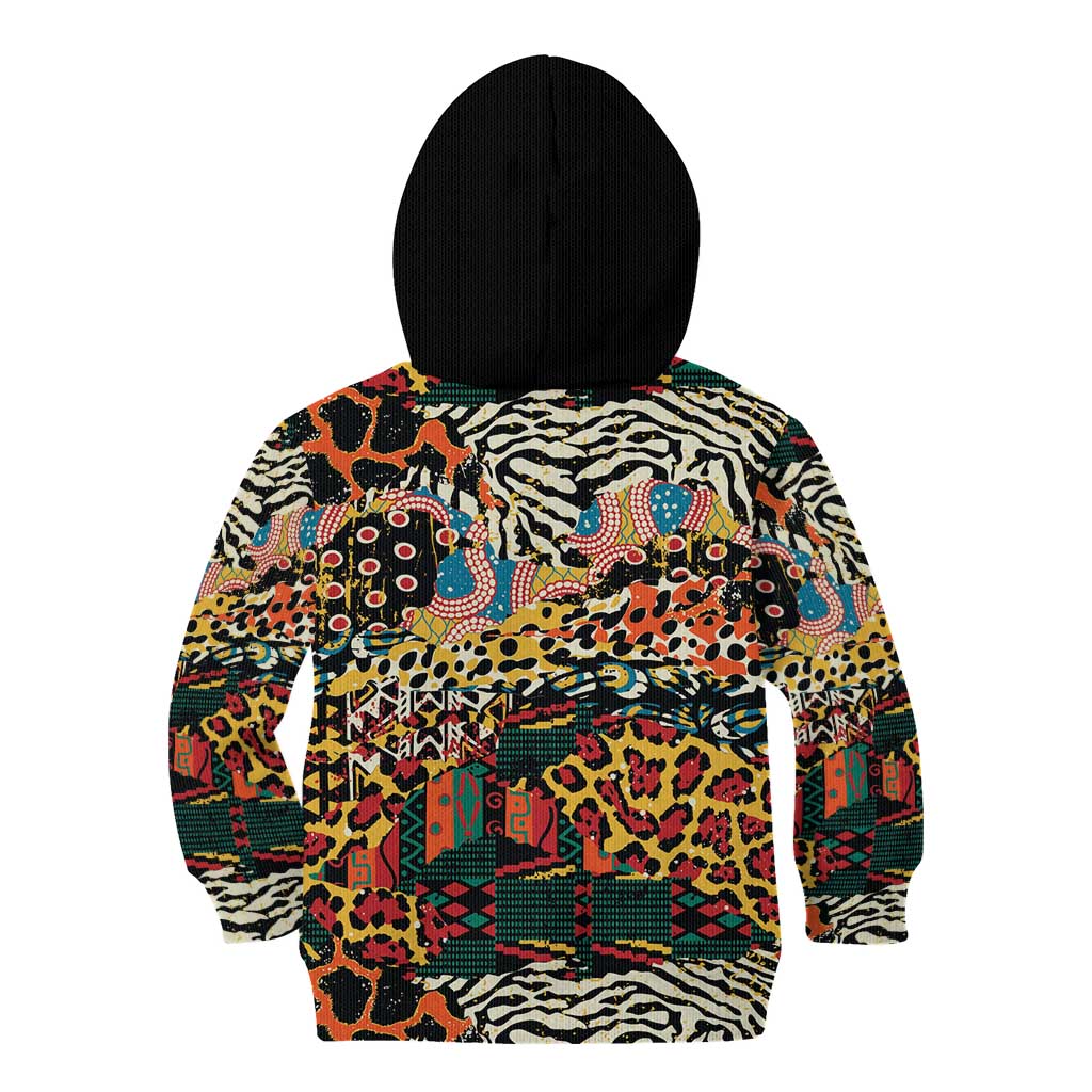 African Mixed Wild Animal Skins Kid Hoodie - Wonder Print Shop