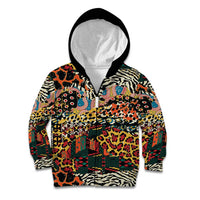 African Mixed Wild Animal Skins Kid Hoodie - Wonder Print Shop