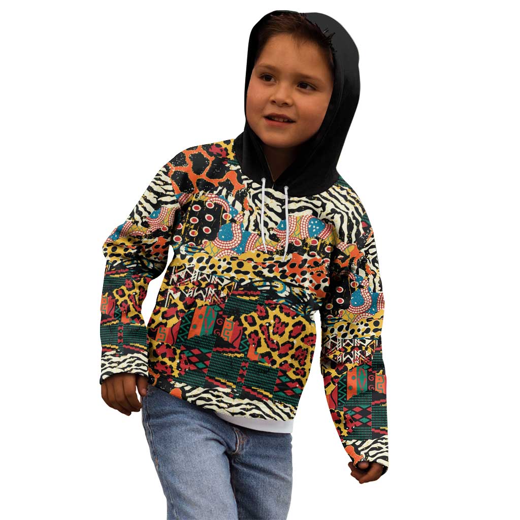 African Mixed Wild Animal Skins Kid Hoodie - Wonder Print Shop