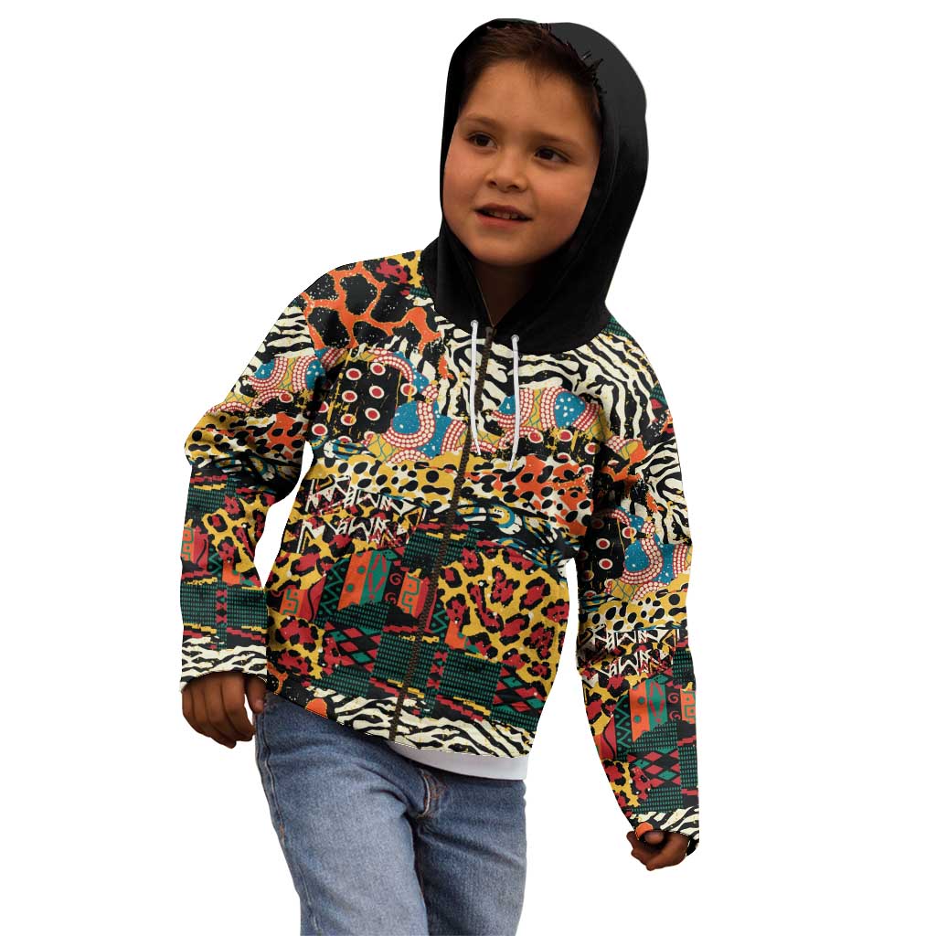 African Mixed Wild Animal Skins Kid Hoodie - Wonder Print Shop