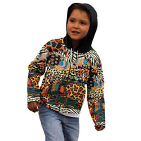 African Mixed Wild Animal Skins Kid Hoodie - Wonder Print Shop