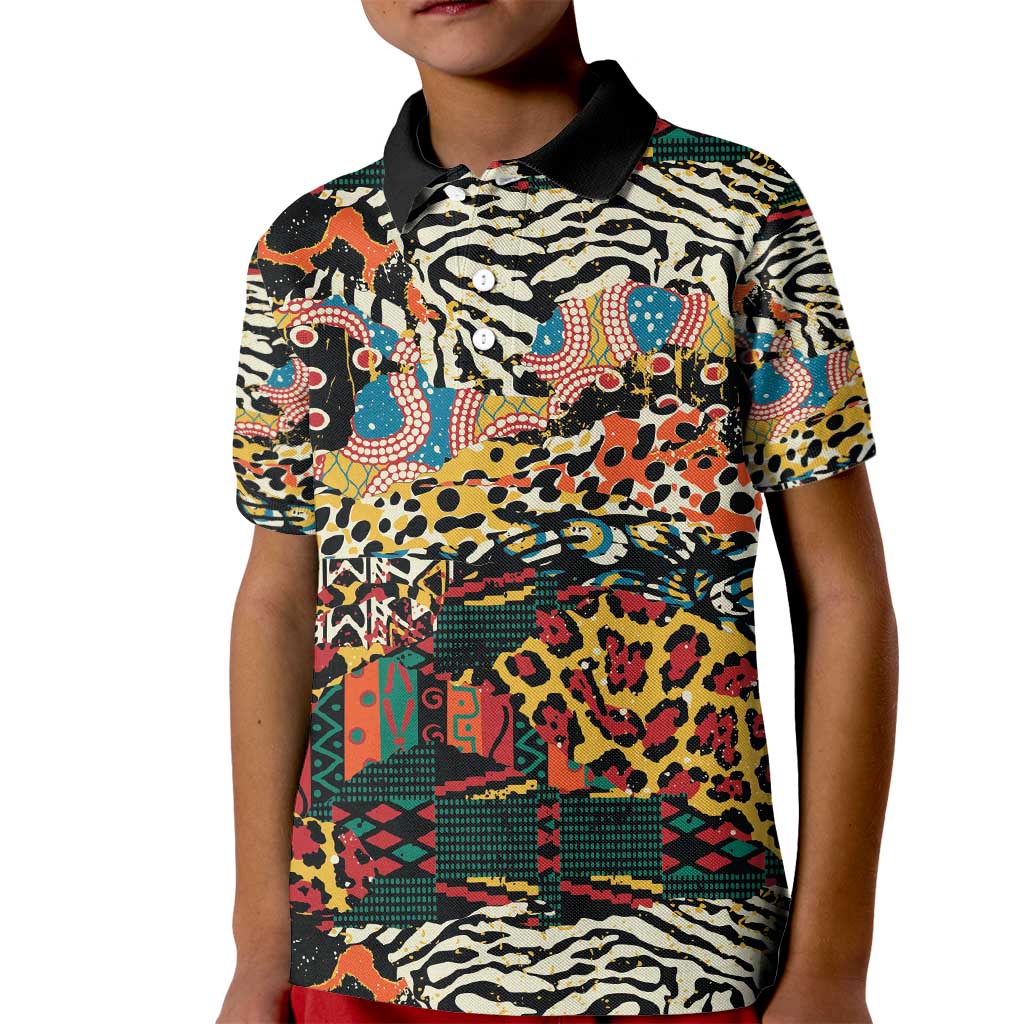 African Mixed Wild Animal Skins Kid Polo Shirt - Wonder Print Shop