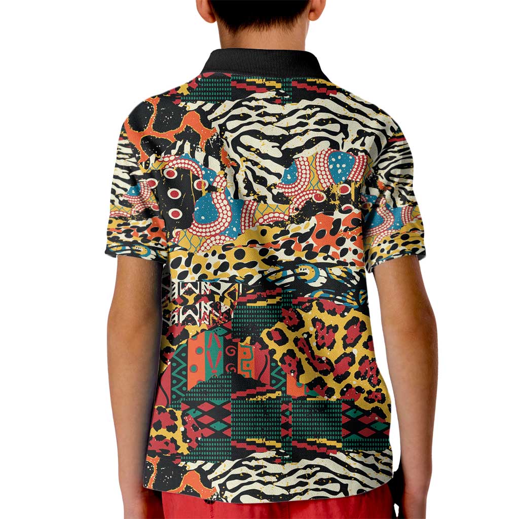 African Mixed Wild Animal Skins Kid Polo Shirt - Wonder Print Shop