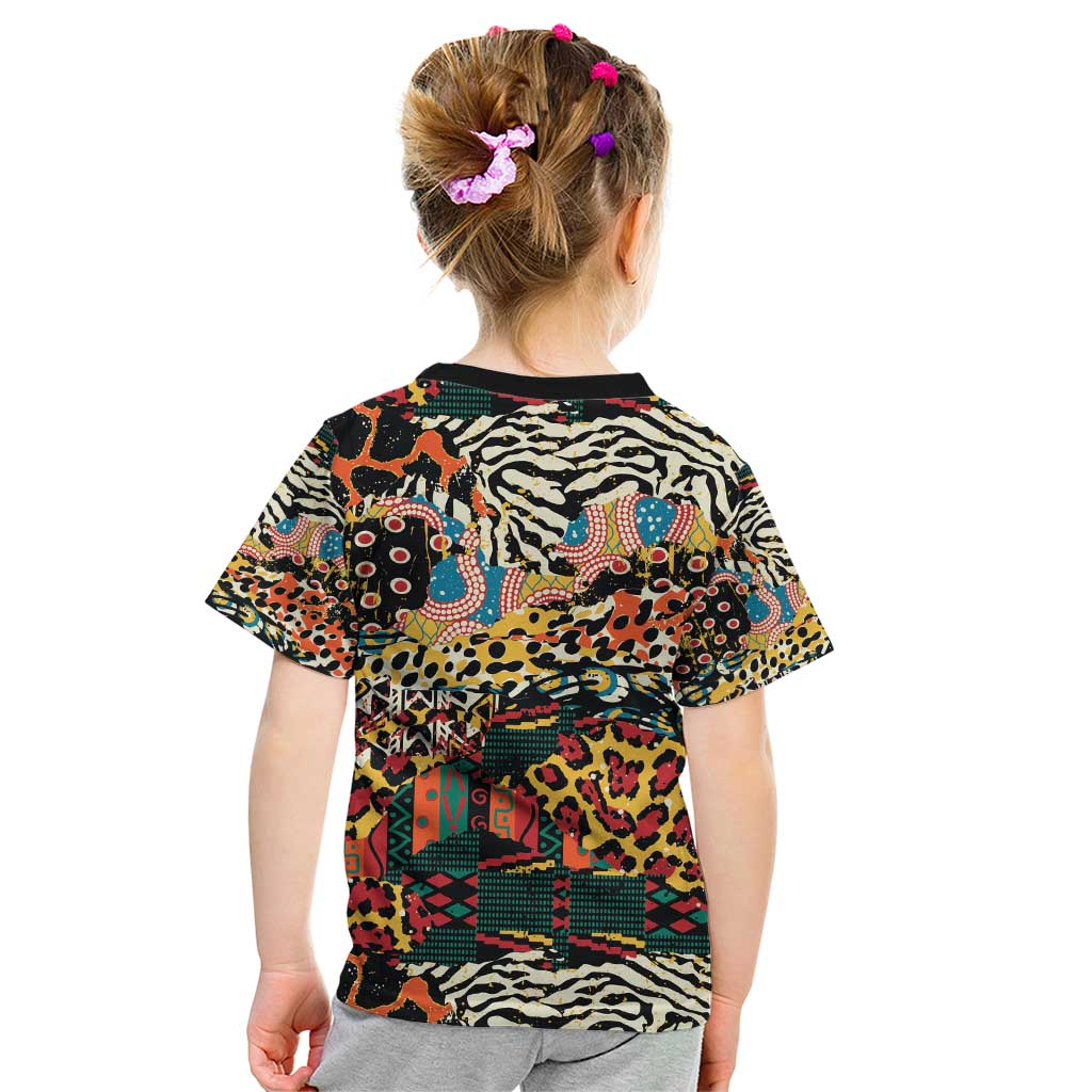 African Mixed Wild Animal Skins Kid T Shirt - Wonder Print Shop
